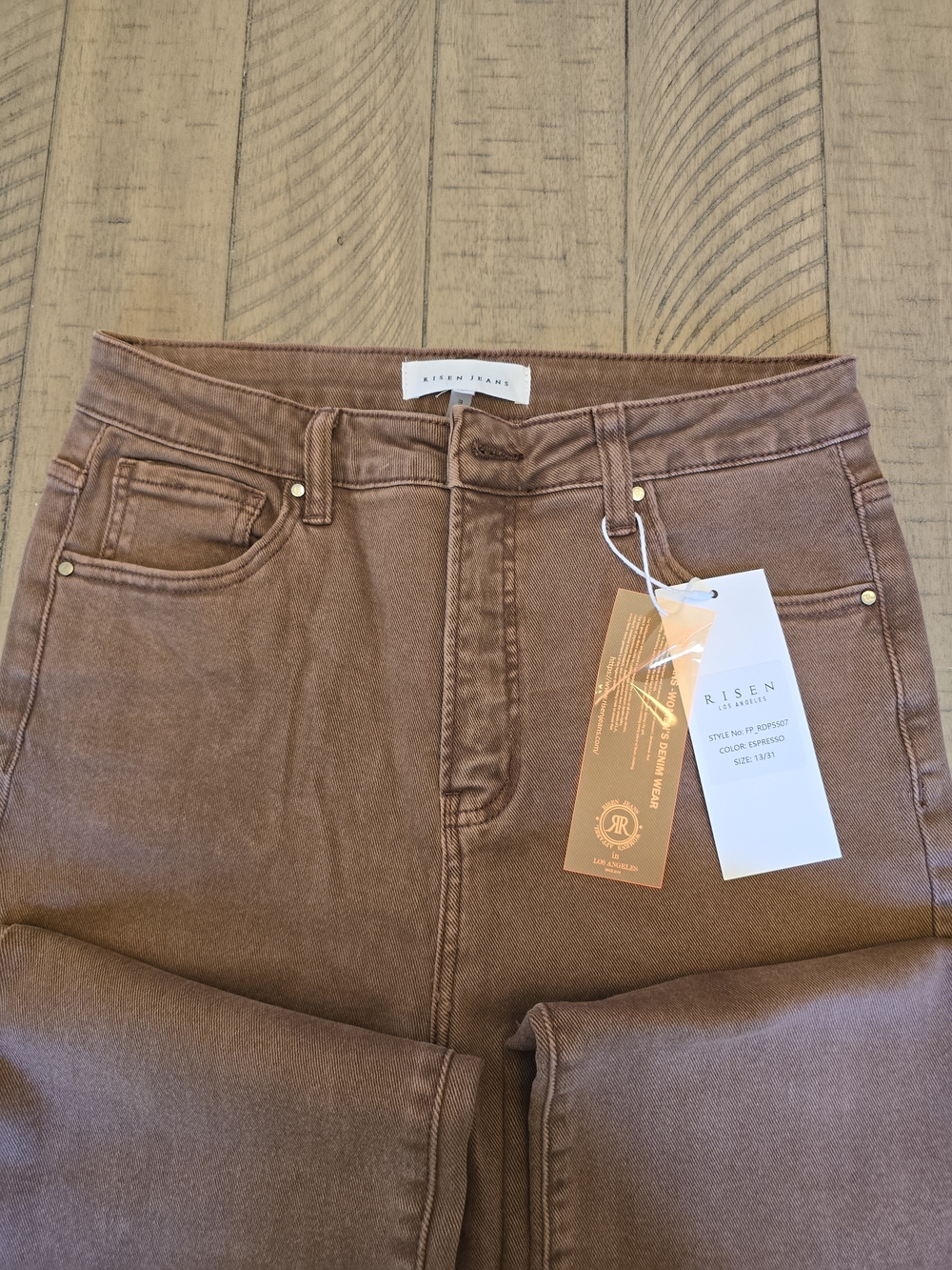 Risen Wide-Leg Jeans in Rust Brown - Picture 5 of 6